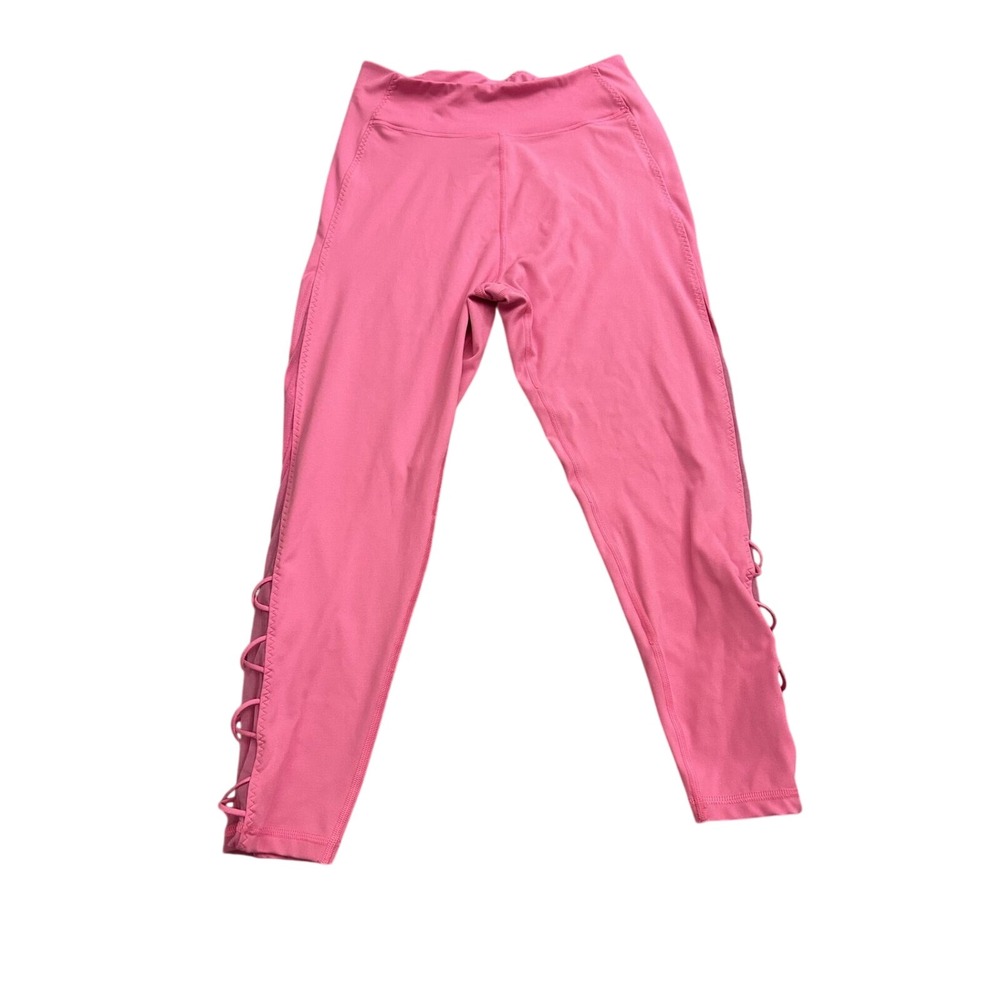 Victoria's Secret Leggings Womens 14 Pink Excellent Lace Up Mesh High Rise Crop